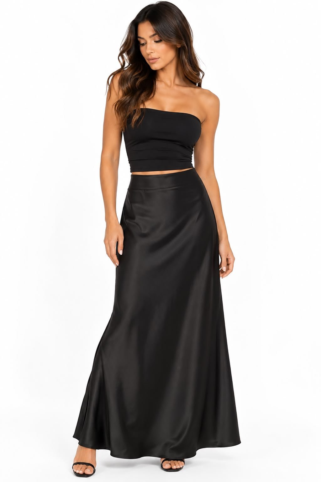 Black Satin Maxi Skirt